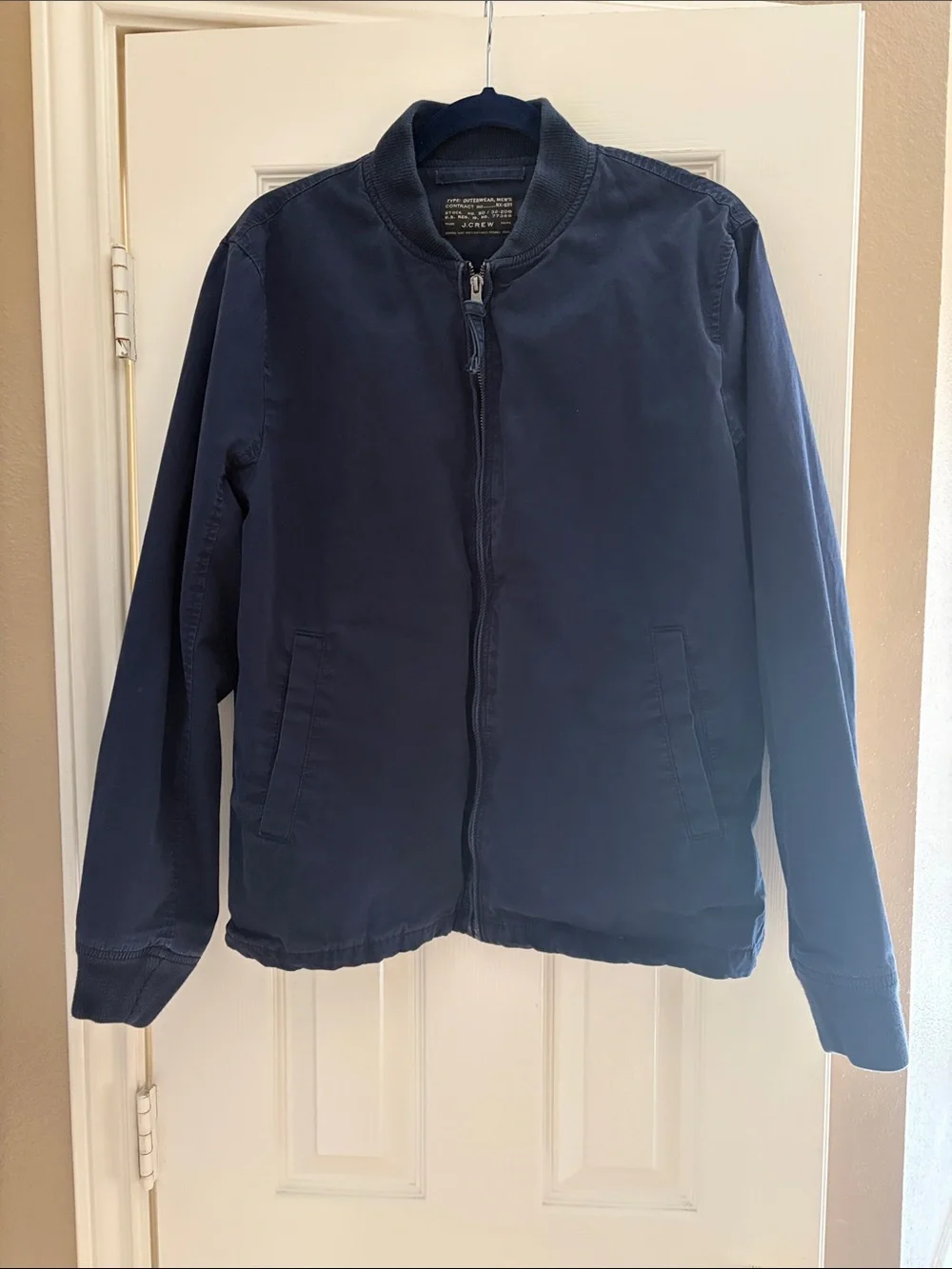 J.Crew Navy Bomber Jacket - Classic Zip Front